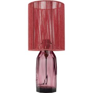 Lampe en fils de viscose et verre rose