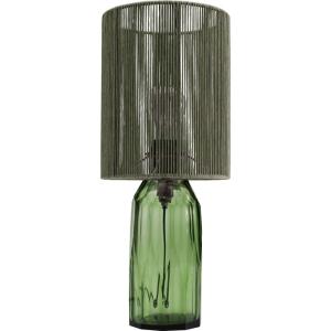 Lampe en fils de viscose et verre vert