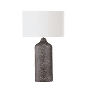 Lampe en grès gris et abat-jour en polyester recyclé blanc…