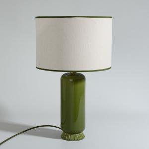 Lampe en grès vert et abat-jour en polyester recyclé beige…