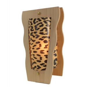 Lampe en hêtre naturel leopard H.34cm