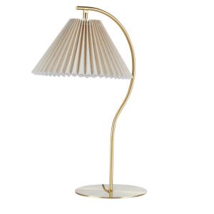 Lampe en métal doré et abat-jour conique beige