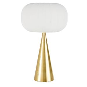 Lampe en métal doré et abat-jour en tissu blanc cassé