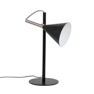 Lampe en métal noir et câble en tissu noir et blanc