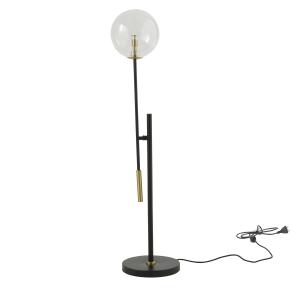 Lampe en métal noir et détails dorés - H85 cm