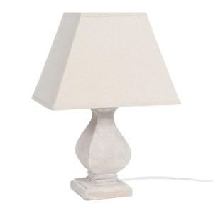 Lampe en paulownia et abat-jour en tissu crème