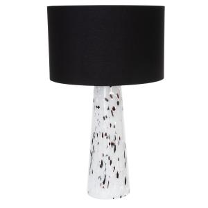 Lampe en verre effet moucheté noir et blanc et abat-jour en…