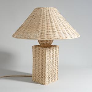 Lampe et abat-jour conique en rotin