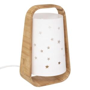 Lampe étoiles ajourées bambou blanc h 27 cm