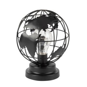 Lampe globe en métal noir ajouré avec ampoule LED