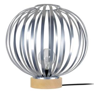 Lampe  globe  H35cm bois abat-jour métal  aluminium