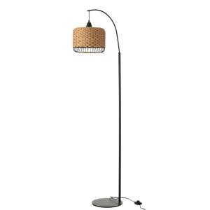 Lampe lanterne en métal et fibre beige 56x27x168 cm