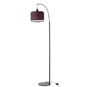 Lampe lanterne en métal et fibre mauve 56x27x168 cm