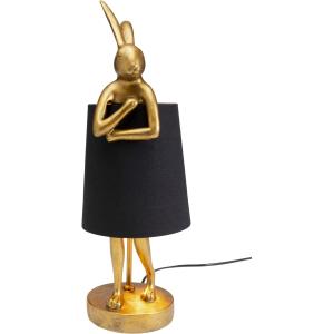 Lampe lapin en polyrésine dorée et lin noir H50