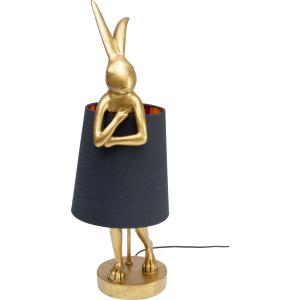 Lampe lapin en polyrésine dorée et lin noir H68