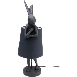 Lampe lapin en polyrésine noire et abat-jour en lin noir H6…