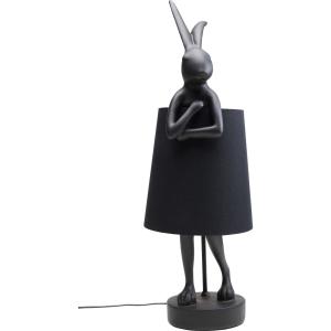 Lampe lapin en polyrésine noire et lin noir H68