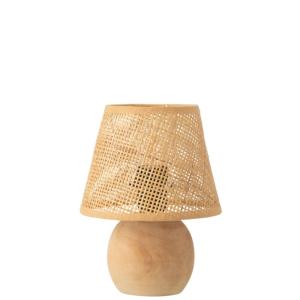 Lampe led à piles en bois beige 17x17x23 cm