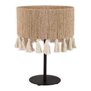 Lampe métal coton Charlotte noire beige