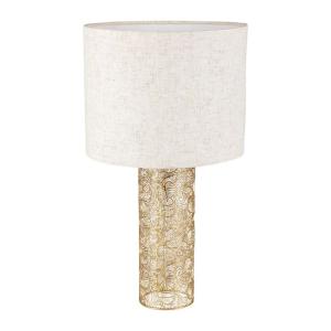 Lampe métal lin Calathéa beige dorée
