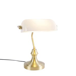 Lampe notaire classique or verre opale