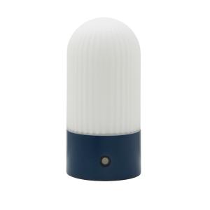 Lampe portable en métal bleu et verre - H19 cm