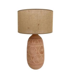 Lampe soleil en terre cuite avec abat-jour jute naturel H.…