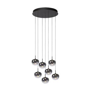 Lampe suspendue à 7 ampoules, LED, 45 x 190 cm, noire