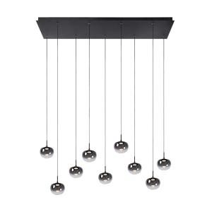 Lampe suspendue à 9 ampoules, LED, 120 x 100 cm, noire