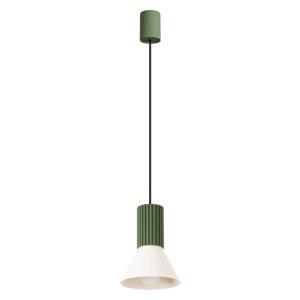 Lampe suspendue acier/aluminium beige/vert olive H 120 cm
