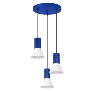 Lampe suspendue acier/aluminium blanc/outremer H 120 cm