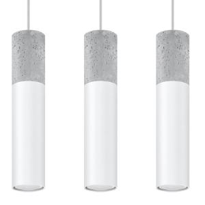 Lampe suspendue acier/béton blanc H 90 cm