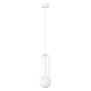 Lampe suspendue acier blanc H 115 cm