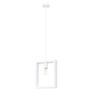 Lampe suspendue acier/bois blanc H 133 cm