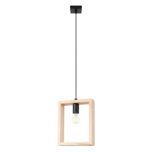 Lampe suspendue acier/bois H 133 cm