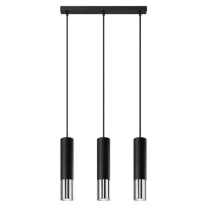 Lampe suspendue acier chrome H 90 cm
