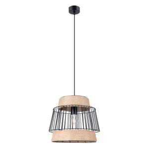 Lampe suspendue acier/corde noir H 137 cm