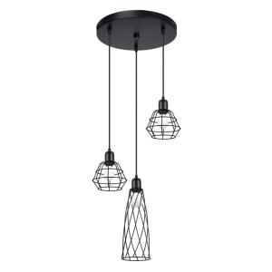 Lampe suspendue acier noir H 120 cm