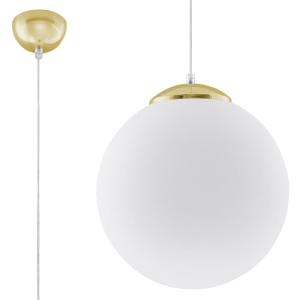 Lampe suspendue acier/verre blanc H 120 cm