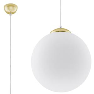 Lampe suspendue acier/verre blanc H 130 cm