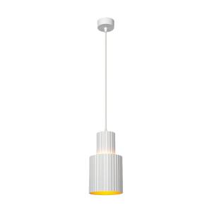 Lampe suspendue, blanc & doré, métal, rond