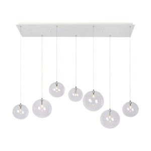 Lampe suspendue, blanc, métal et verre, hauteur 120 cm