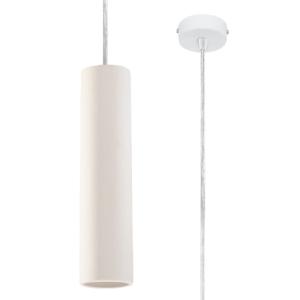 Lampe suspendue céramique blanc H 132 cm
