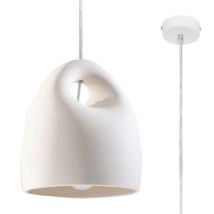 Lampe suspendue céramique blanche H 126