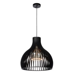 Lampe suspendue en bois noir hauteur 55 cm