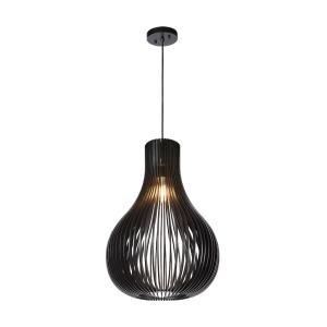 Lampe suspendue en bois noir hauteur industrielle 190cm