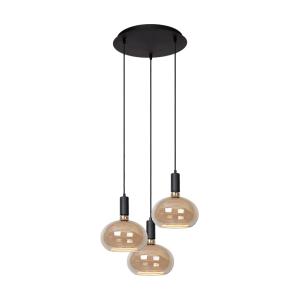 Lampe suspendue en métal noir avec  3 sources lumineuses