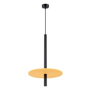 Lampe suspendue feutre/acier jaune/noir H 126 cm