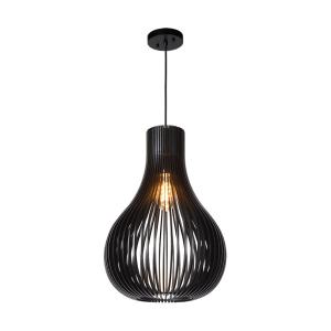 Lampe suspendue industriellement en bois noir hauteur 190cm