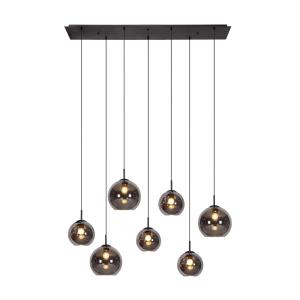 Lampe suspendue métal et verre gris 130x45x160